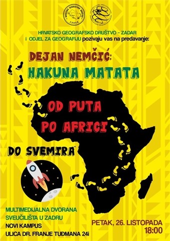 Poziv na predavanje "Hakuna Matata - od puta po Africi do Svemira“